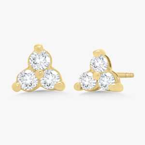 14K Solid Gold 925 <b>Silver</b> Lab Grown Diamond Stud Cluster <b>Earrings</b> 1.20Ctw Geometric Round Multi Stone Piercing Wholesale Pair - Product Image 1