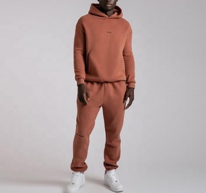 ชุดวอร์มมีฮู้ด2ชิ้นสำหรับผู้ชายและผู้หญิง,ชุดวอร์มมีฮู้ดแบบเรียบหนาไซส์ใหญ่พิเศษสำหรับฤดูใบไม้ร่วงและฤดูหนาวแบบกำหนดเอง - Product Image 4