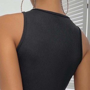 Camiseta sin mangas acanalada para mujer, elástica, suave, informal, ligera, de verano, a la moda, para uso diario, cómoda - Product Image 6