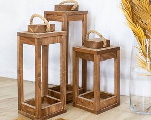 Lanterne en bois vintage, style antique, faite à la main, éclairage décoratif rustique pour la maison, le jardin, les mariages, les restaurants, les hôtels, les patios - Product Image 1