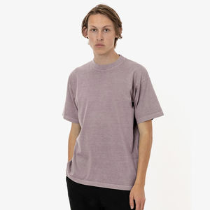 T-shirt en jersey de coton à manches courtes et col rond pour homme, coupe décontractée, couleur unie, logo brodé sur le devant, finition délavée - Product Image 4