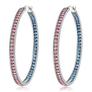 Pendientes de Aro con Cristales y Diamantes de Imitación en Rosa y Azul, Estilo Jack and Jill, Joyería de Moda para Mujer - Product Image 1