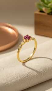 <b>Ruby</b> Engagement Ring Art Deco Style July Birthstone Bridal Wedding Promise Ring 925 Sterling Silver 14K Gold Plated Jewelry - Product Image 4