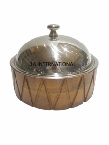 Casserole en bois 3A INTERNATIONAL avec couvercle en acier inoxydable, design chinois traditionnel, pot de service durable, équipement alimentaire - Product Image 6