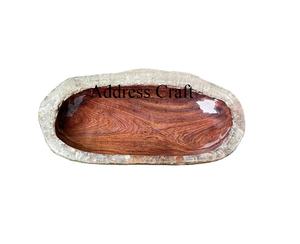 Bol à fruits en bois et résine époxy de conception unique bol à salade créatif pour la maison hôtel restaurant vaisselle ustensiles de cuisine bol à pâte - Product Image 1