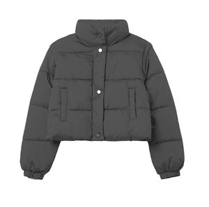 Streetwear Embroidery Quilted <b>Jackets</b> for Women <b>Cropped</b> Short Bubble <b>Puffer</b> Coat 100% Polyester Detachable Collar Winter/Autumn - Product Image 2
