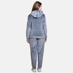 Ensemble de survêtement en velours à capuche, haut court imprimé et pantalon de jogging pour femme, tenue décontractée d'été 2-en-1 style streetwear - Product Image 2