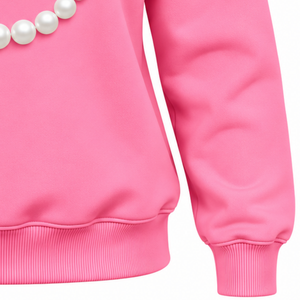 Sudadera de cuello alto rosa para mujer con estampado personalizado de letras de hermandad, cómoda, de manga larga, estilo casual para hermandades - Product Image 4