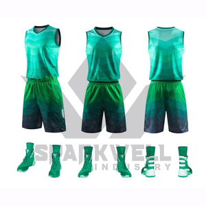 Gradient Color Sleeveless V-Neck Basketball Jersey Set Moisture Wicking Polyester <b>Athletic</b> Wear Unisex Adult All Seasons - Product Image 5