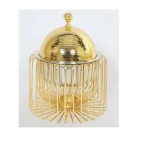 Cage suspendue de luxe en fil d'argent, pot à dattes en acier inoxydable de 33 cm de diamètre, couvercle en dôme métallique compatible micro-ondes, élégant service de Ramadan