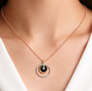 Collier pendentif de luxe en or rose 14 carats avec triple halo de diamants, certifié IGI, bijoux délicats pour femmes, anniversaire, mariage - Product Image 3