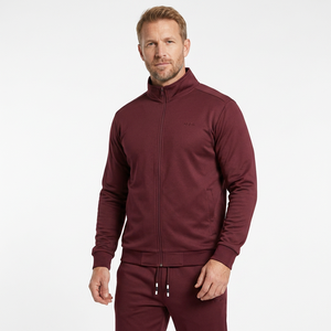 Conjunto Deportivo para Hombre de Color Sólido, Chaqueta con Cierre Completo y Cuello Alto, Pantalones con Cordón Ajustable, Ropa Casual Transpirable para Otoño, Corte Regular - Product Image 5