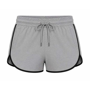 Shorts en coton gris pour homme avec bande latérale noire, taille à cordon de serrage, short de sport décontracté - Product Image 6