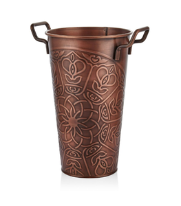 Venta al por mayor de macetas de metal con chapado en cobre para Decoración de mesa de dormitorio jarrones de hierro a precio barato floreros de forma redonda - Product Image 2