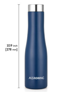 Matte Blue Stainless Steel Water Bottle Vacuum Insulated Leak Proof Flask Ergonomic Curved Body <b>Drinkware</b> Travel Fitness Gym - Product Image 6