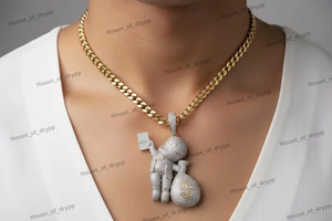 Colgante de Diamante Moissanite con Diseño de Bolsa de Dinero en Plata de Ley 925, Estilo Hip Hop, Lujoso y Brillante, para Hombre y Mujer - Product Image 3