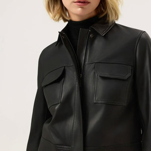 New Arrival Full Sleeve Women <b>Leather</b> Crop <b>Jacket</b> Women Wear <b>Long</b> Sleeve Best Quality <b>Leather</b> <b>Jackets</b> - Product Image 4