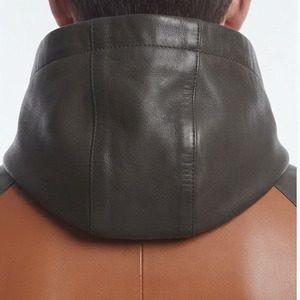 <b>Men's</b> Custom Made Leather Hoodie <b>Men</b> <b>Pullover</b> Leather Fashion Hooded <b>Mens</b> Leather Streetwear Hood With Front Pocket - Product Image 5
