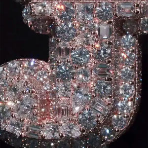 High Quality Iced Out S925 Sterling <b>Silver</b> VVS Moissanite Diamond Custom Name <b>Initial</b> Letter Bling <b>Pendant</b> Hip Hop Jewelry - Product Image 5