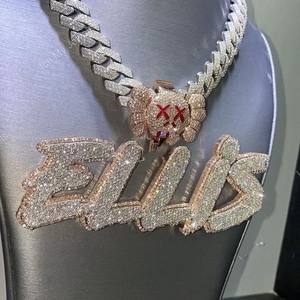 Colgante de Moissanita Personalizado, Pasa el Test de Diamantes, Letra VVS, Joyería Hip Hop, Plata 925, Cadena con Nombre, Colgante Iced Out para Hombre - Product Image 1