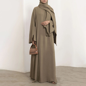 Custom Latest Design Women Modest Abaya Solid Color New Slit Cuff Design Muslim Women <b>Full</b> Length Closed Abayas for Women - Product Image 1