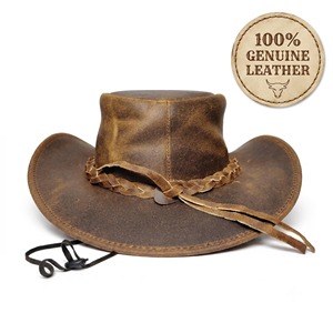 Genuine Leather Cowboy <b>Hat</b> Handmade <b>Western</b> Ranch Style Unisex Adult Outdoor Casual Four Seasons Wholesale Fashion Cap - Product Image 3