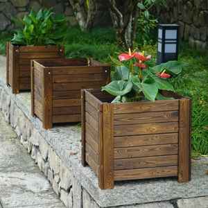 Macetas Colgantes Tradicionales de Madera, Macetas Rústicas para Jardín, Macetas Cuadradas para Interiores y Exteriores, Decoración del Hogar, Almacenamiento - Product Image 5