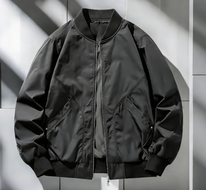 Blouson bomber blanc pour homme, col montant, fermeture éclair, coupe décontractée, vêtement d'automne, coupe-vent, en polyester - Product Image 2