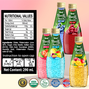 Bebida de semillas de albahaca de la Pasión 290ml - VINUT Vietnam, etiqueta privada, sin azúcar, semillas de chía, precio de fábrica, muestra gratis - Product Image 2