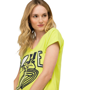 Camiseta de Verano para Mujer, Cuello en V, Manga Corta, Transpirable, Estampado Digital, Corte Ajustado, 100% Algodón Orgánico, Estilo Casual, Desgastada, para Chicas Modernas - Product Image 3