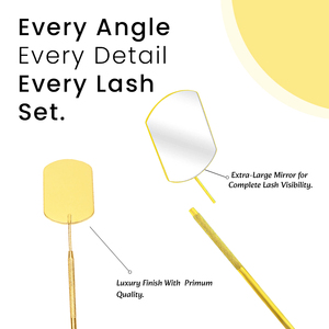 Yellow <b>Square</b> Shape Lash Inspection <b>Mirror</b> Handheld Beauty Tool For Application Stainless Steel Eyelash <b>Mirror</b> - Product Image 3