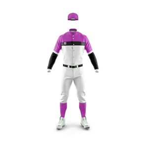 Maillot de baseball personnalisé violet et blanc pour hommes, manches courtes, avec nom et numéro imprimés au dos, vêtements de sport en polyester anti-humidité - Product Image 5