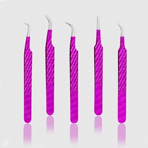 Pince à cils en acier pur magenta Nouveau design Diamond Grip pour couches épaisses et fines Outil de beauté avec pointe de volume pointue - Product Image 2
