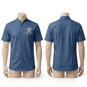Ensemble uniforme de chef pour hommes, 240 GSM, sergé en polycoton, turquoise, manches longues, vêtements de cuisine, broderie personnalisée, impression de logo - Product Image 4