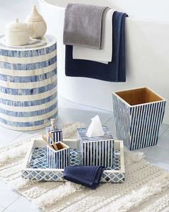 Juego de Accesorios de Baño de Alta Calidad con Incrustaciones de Hueso, Diseño Marrakesh, Juego de 6 Piezas Hechas a Mano - Product Image 1