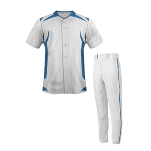 Men's Baseball Uniform Set Navy <b>White</b> Short Sleeve <b>Button</b> Front Jersey With <b>White</b> Pants And Belt Moisture Wicking Polyester - Product Image 5