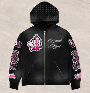 Ensemble de survêtement streetwear personnalisé pour enfants, coupe ample, pantalon évasé à capuche imprimé sérigraphié, délavage acide, écologique - Product Image 5