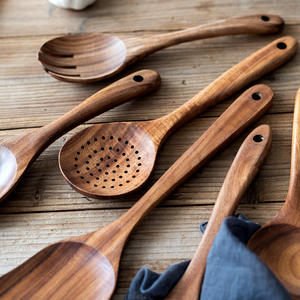 Ensemble de cuillères et spatules de cuisine en bois d'acacia, manche long, antidérapant, résistant à la chaleur, couverts de cuisine durables, faits à la main - Product Image 2
