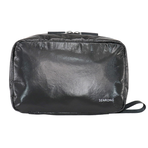 Portable <b>Black</b> PVC Tyvek Inspired Toiletry Bag Waterproof Zipper Eco-friendly Travel Jewelry Organizer <b>for</b> <b>Rings</b> Storage - Product Image 1