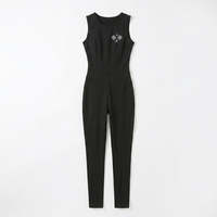 Combinaison une pièce sans manches pour femme, dos ouvert, extensible dans quatre sens, mélange polyester élasthanne, col rond, vêtements de sport pour pickleball