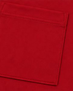 Camiseta Roja Personalizada para Mujer, Cuello en V, Ribete en Contraste, Manga Corta, Bolsillo, Suave, Transpirable, Informal, Verano, Ajuste Cómodo - Product Image 4