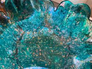 Bol en résine Ocean Bloom, plat de service Aqua Galaxy, bol décoratif Celestial Sea, plateau en résine Turquoise Nebula, bol artistique émeraude. - Product Image 6