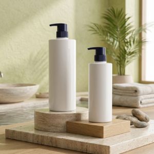 500ml/1000ml <b>White</b> PET/HDPE Bottle with Pump, <b>Flat</b> Shoulder Container for Conditioner & Shower Gel Vietnam Manufacturer - Product Image 2
