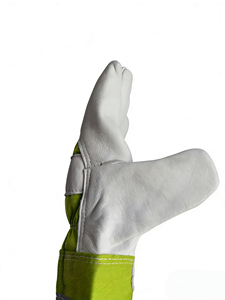Guantes de Trabajo de Cuero Verde con Puño Morado a Rayas, Resistentes a la Abrasión, Antideslizantes en las Puntas de los Dedos, para Uso en Exteriores en las Cuatro Estaciones, Guantes para Trabajar con Agujas - Product Image 3