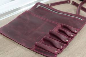 Ensemble de rouleaux à couteaux en cuir véritable de haute qualité et durable, sac de transport fonctionnel pour la protection des couteaux LKR-0300 - Product Image 4