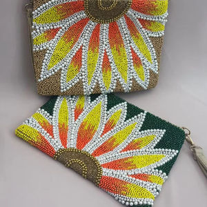 Accessoire de mode décontracté de luxe indien traditionnel fait main, poignée rectangulaire en perles de verre colorées et cristal - Product Image 6