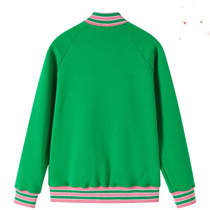 AKA Green Fleece Letterman Jacket Unisex Pink Chenille Embroidery Greek Letter Varsity Style Premium Cotton <b>Zip</b> <b>Up</b> Streetwear - Product Image 2
