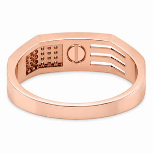 18K Rose <b>Gold</b> Diamond Geometric Signet <b>Ring</b> for Men High Polish Contemporary Luxury Wedding Party Daily Wear Gift Fine Jewelry R - Product Image 3