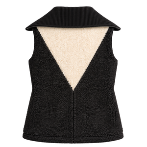 Chaleco de lana sherpa para mujer, sin mangas, para invierno, con cremallera frontal, paneles en contraste, cálido, informal, a la moda. - Product Image 2