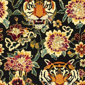 Papel Adhesivo Decorativo con Diseño de Tigre, Vinilo Floral Retro Negro, Papel de Contacto Impermeable para Gabinetes - Product Image 1